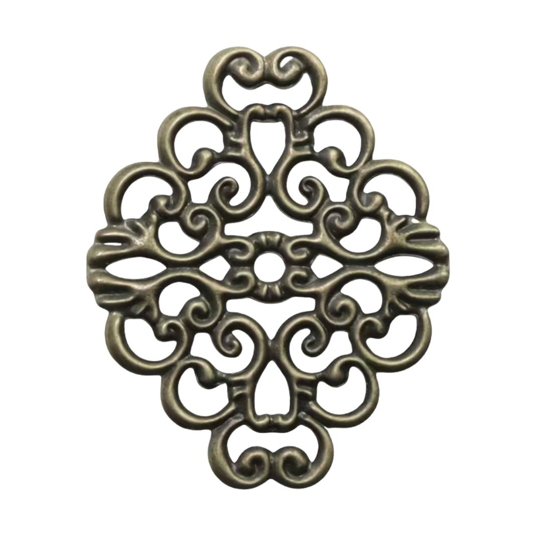 Vintage Look Filigree Findings 36x30mm Antique Bronze, pack of 2