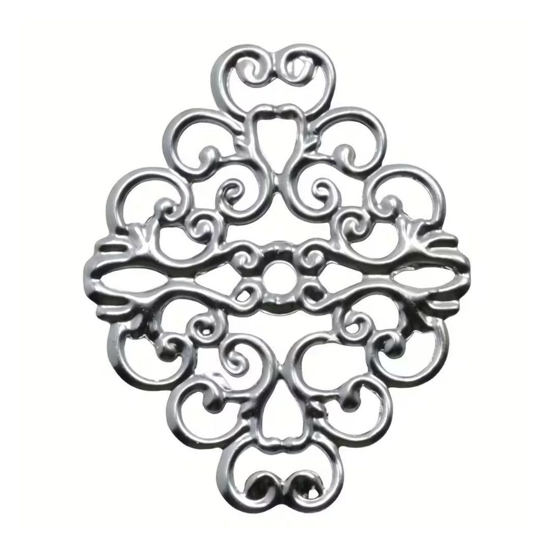 Vintage Look Filigree Findings 36x30mm Silver, pack of 2