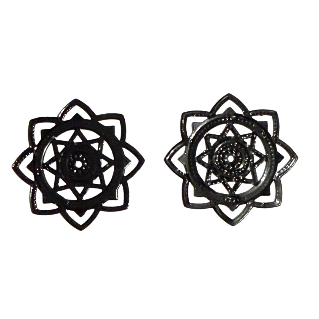 Vintage Look Filigree Findings Star Shape 32x32mm Gloss Black