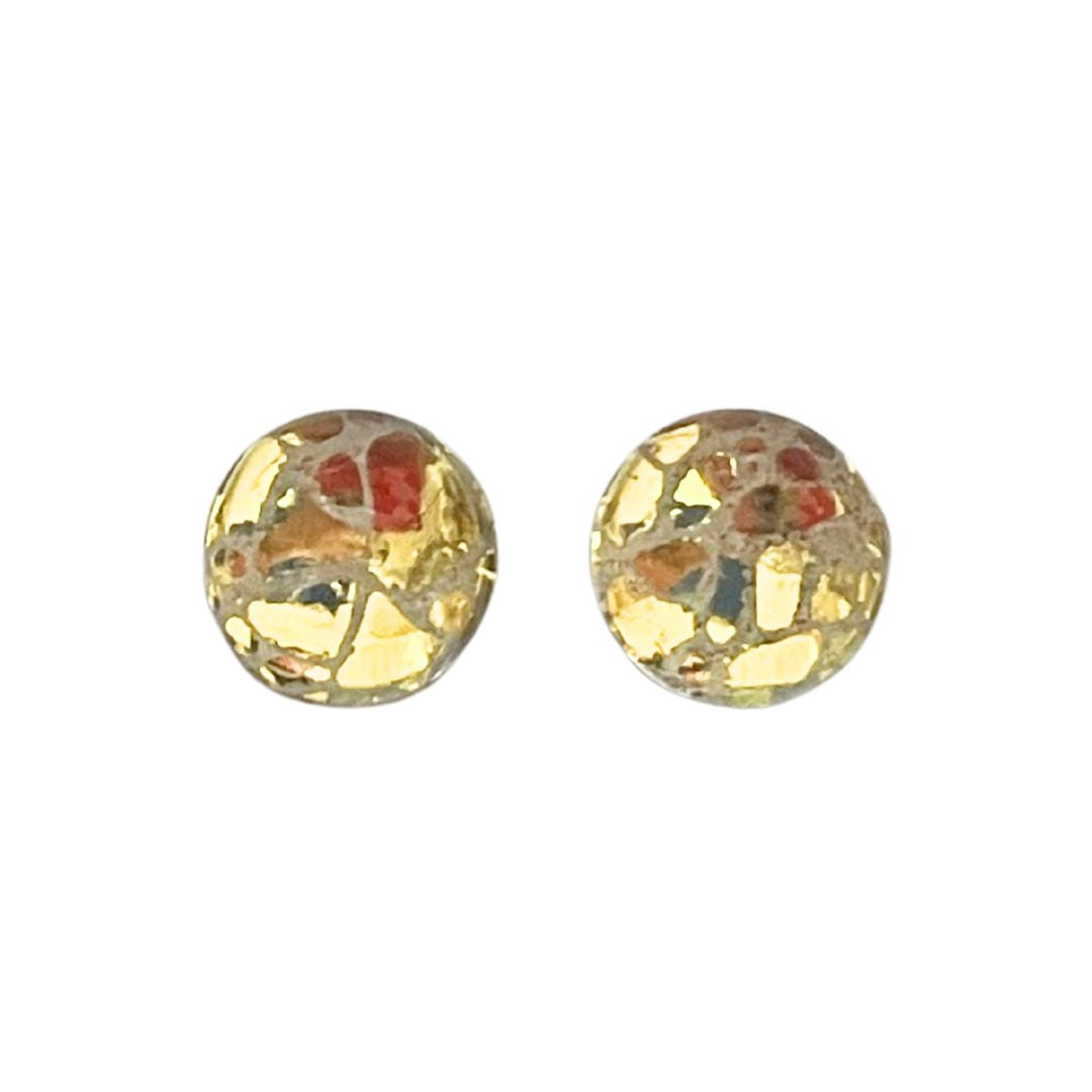 10mm Round Domed Glass Cabochons Gold Crackle