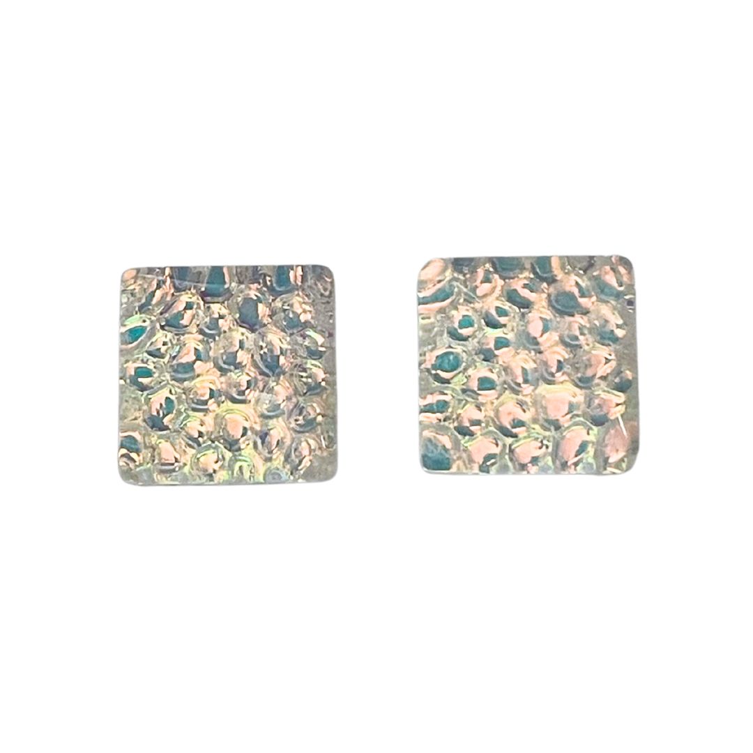 12mm Square Dome Glass Cabochon Metallic Bubbles