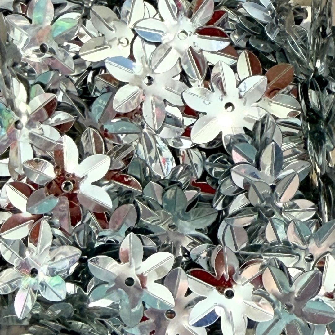 14mm Flower Cup Shaped Sequins - Metallic Silver