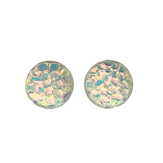 15mm Round x 8mm high Dome Glass Cabochon Metallic Bubbles
