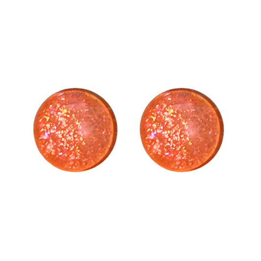 16mm Hand Painted Round Domed Glass Cabochon Glittery Light Squash