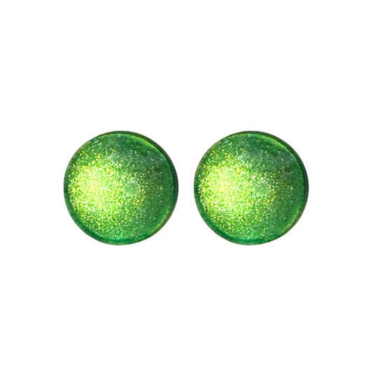 16mm Hand Painted Round Domed Glass Cabochon Light Green