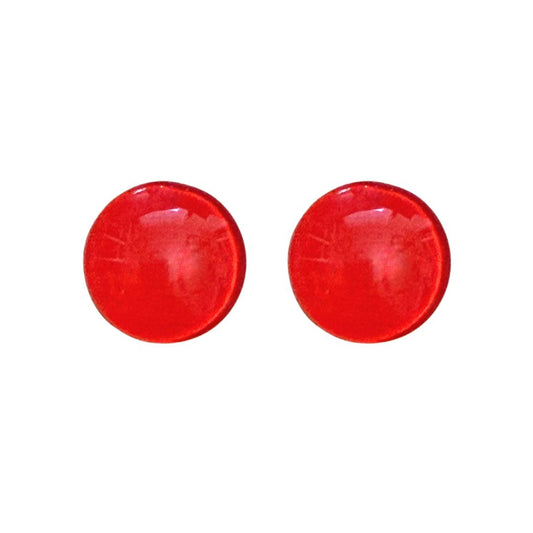16mm Hand Painted Round Domed Glass Cabochon Opaque Red