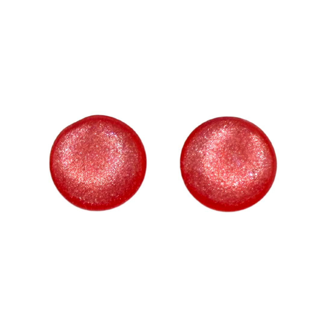 16mm Hand Painted Round Domed Glass Cabochon Shimmer Red