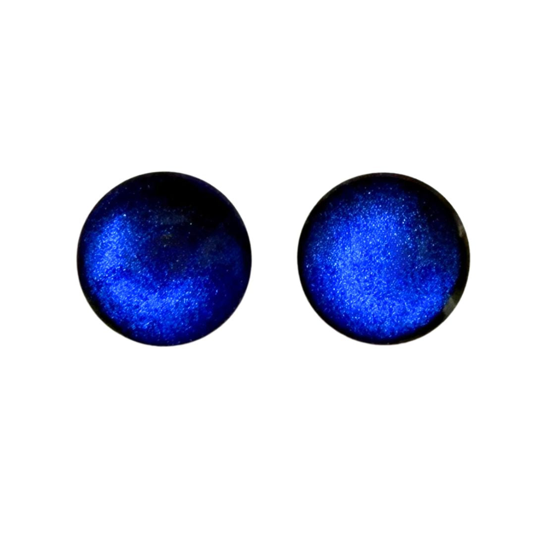 16mm Hand Painted Round Domed Glass Cabochon Shot Effect Blue Purple Gold