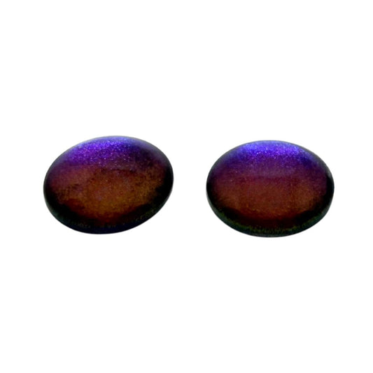 16mm Hand Painted Round Domed Glass Cabochon Shot Effect Blue Purple Gold