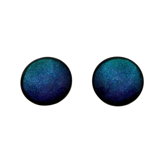 16mm Hand Painted Round Domed Glass Cabochon Shot Effect Teal Purple Green
