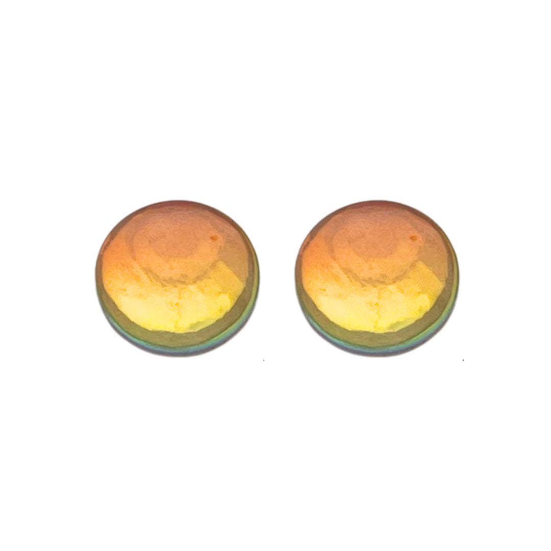 18mm Hand Decorated Round Domed Glass Cabochon Amber