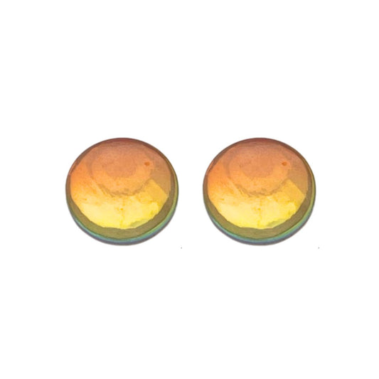 18mm Hand Decorated Round Domed Glass Cabochon Amber