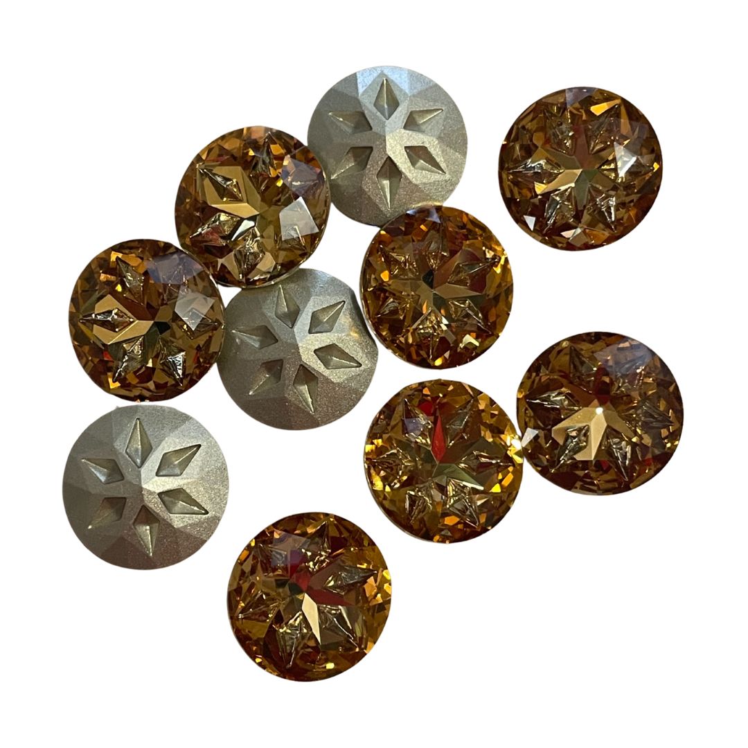 18mm Round Meteorite Crystal Rhinestone Light Smokey Topaz