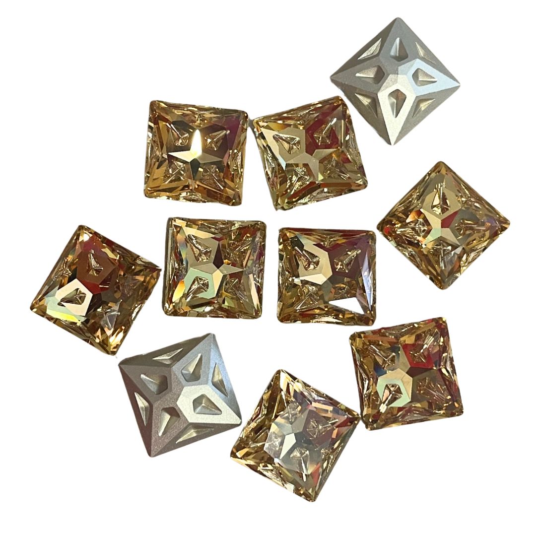 18mm Square Meteorite Crystal Rhinestone Black Light Smokey Topaz