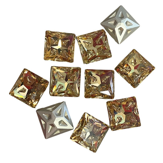 18mm Square Meteorite Crystal Rhinestone Black Light Smokey Topaz