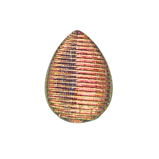 18mm x 25mm Teardrop Domed Glass Cabochon Hologram Golden Stripe