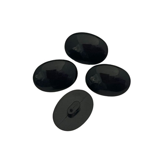 19x9mm Oval Black Plastic Button, pack of 4