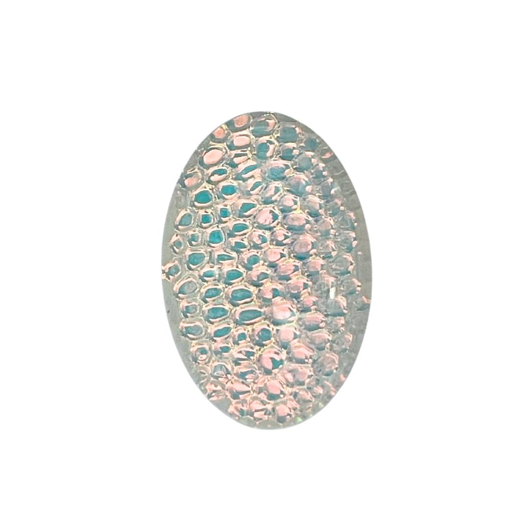 20mm x 30mm Oval Dome Glass Cabochon Metallic Bubbles