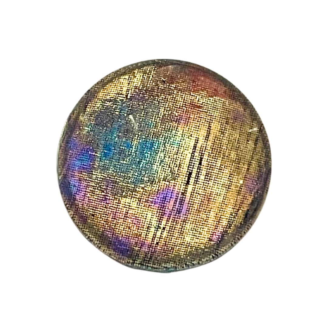 25mm Round Domed Glass Cabochon Metallic Rainbow