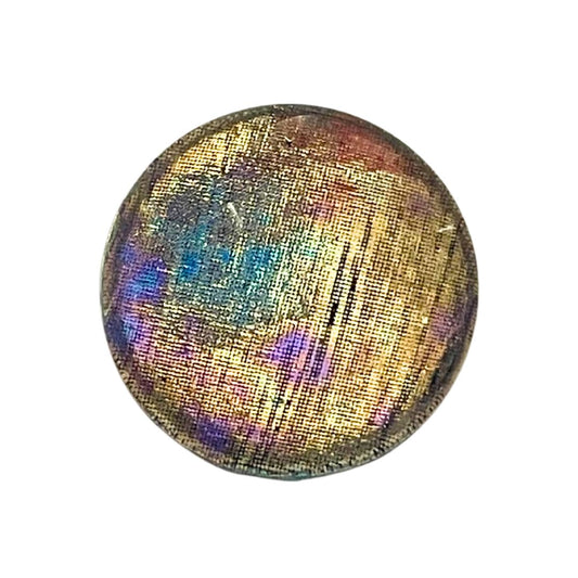 25mm Round Domed Glass Cabochon Metallic Rainbow