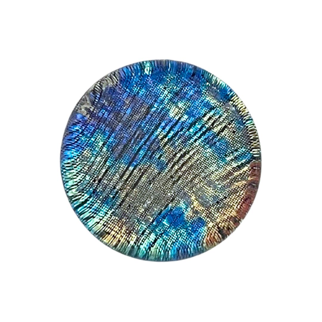 25mm Round Flat Top Glass Cabochon Metallic Rainbow