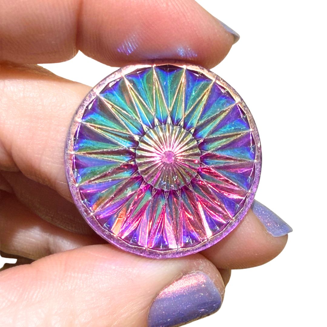 28mm Resin Rhinestone Sunburst Amethyst AB