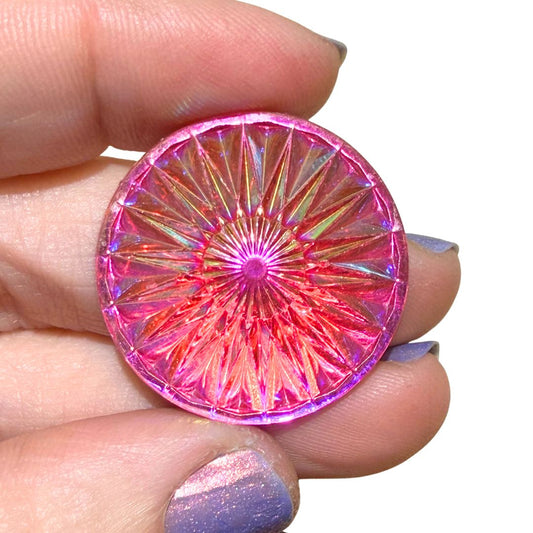28mm Resin Rhinestone Sunburst Ruby AB
