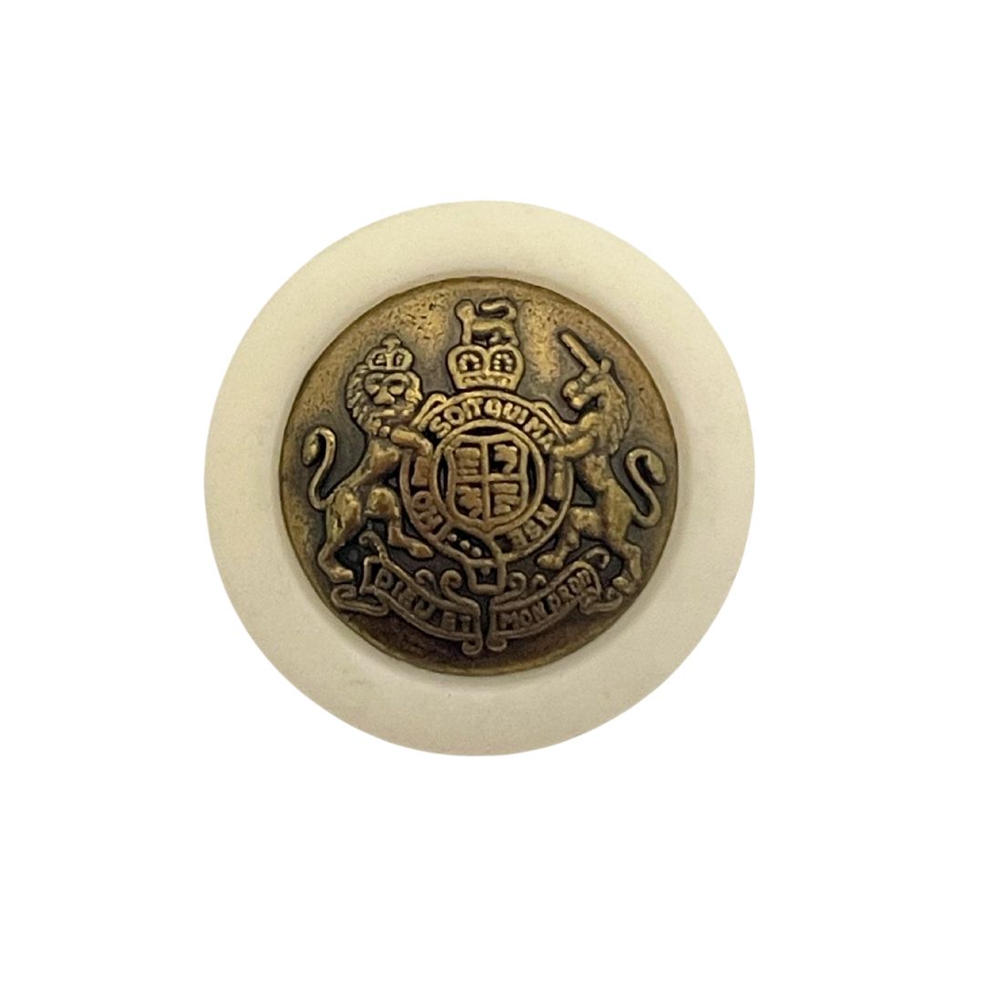 30mm Round Resin and Metal, Military Style Plastic Button, pack of 1