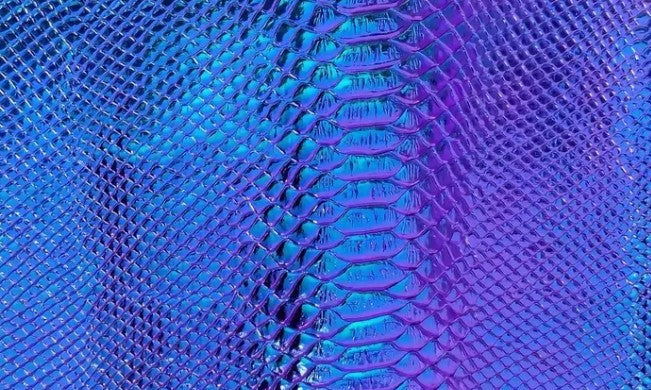 Blue & Green Holographic Snake Embossing PU Faux Leather Sheet