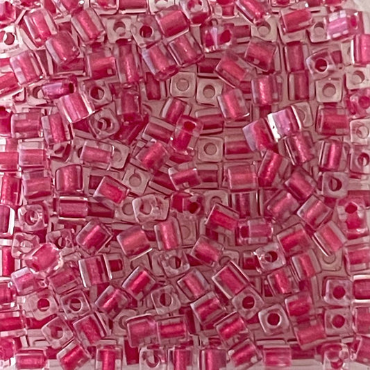 3mm Miyuki Cube Bead Colour Lined Peony Pink