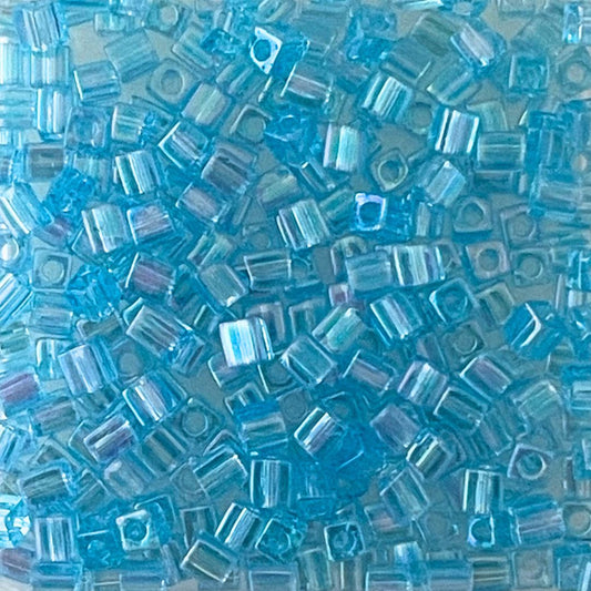 3mm Miyuki Cube Bead Transparent Aqua AB