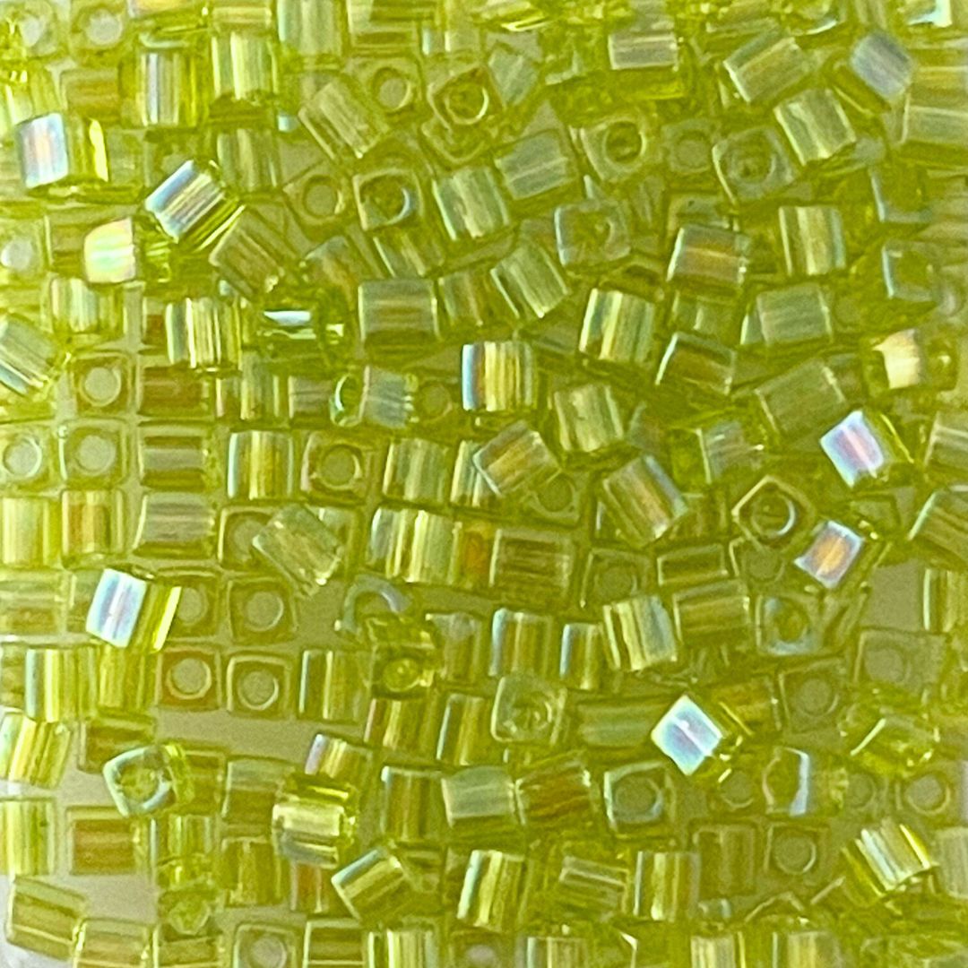 3mm Miyuki Cube Bead Transparent Chartreuse AB