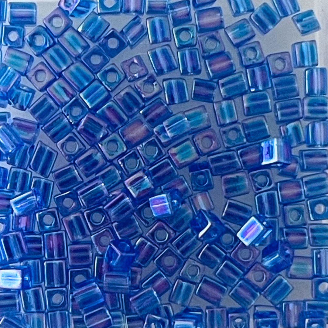 3mm Miyuki Cube Bead Transparent Sapphire AB