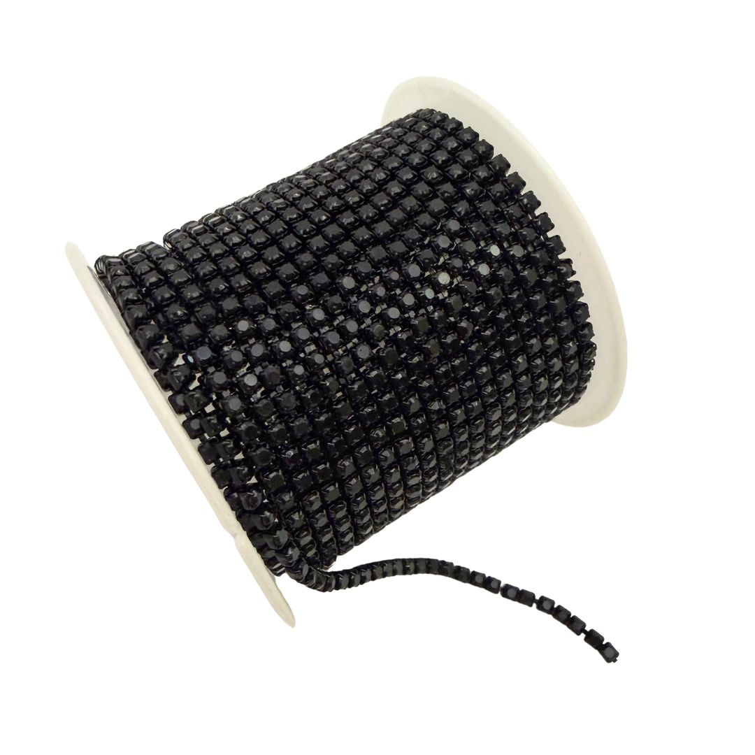 Rhinestone Cup Chain 2mm Jet Black