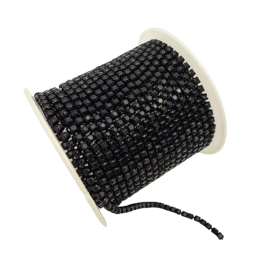 Rhinestone Cup Chain 2mm Jet Black