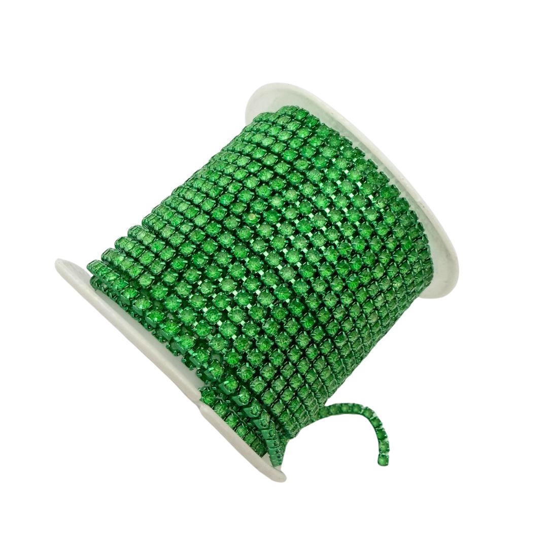 Rhinestone Cup Chain 2mm Green