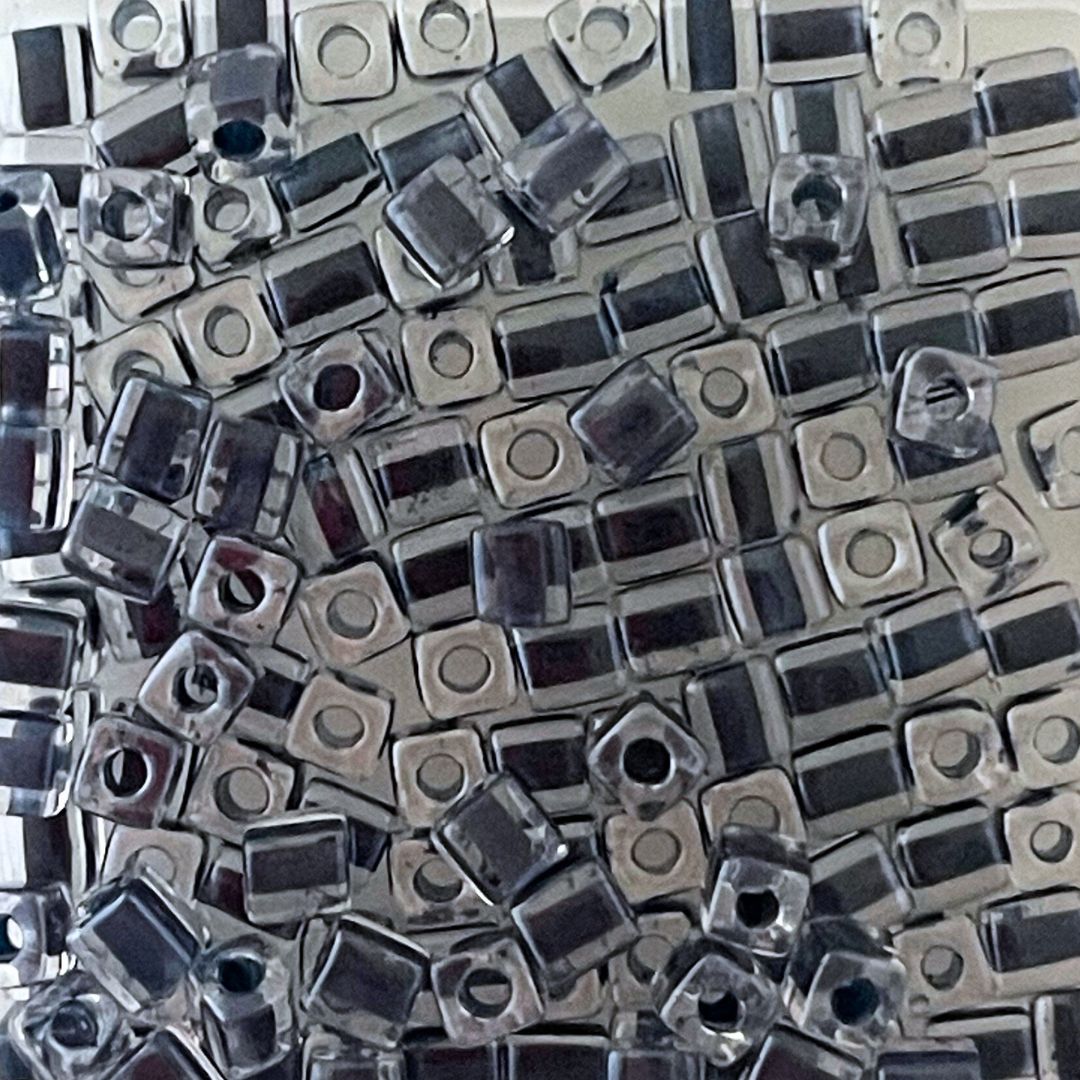4mm Miyuki Cube Bead Colourlined Black Crystal