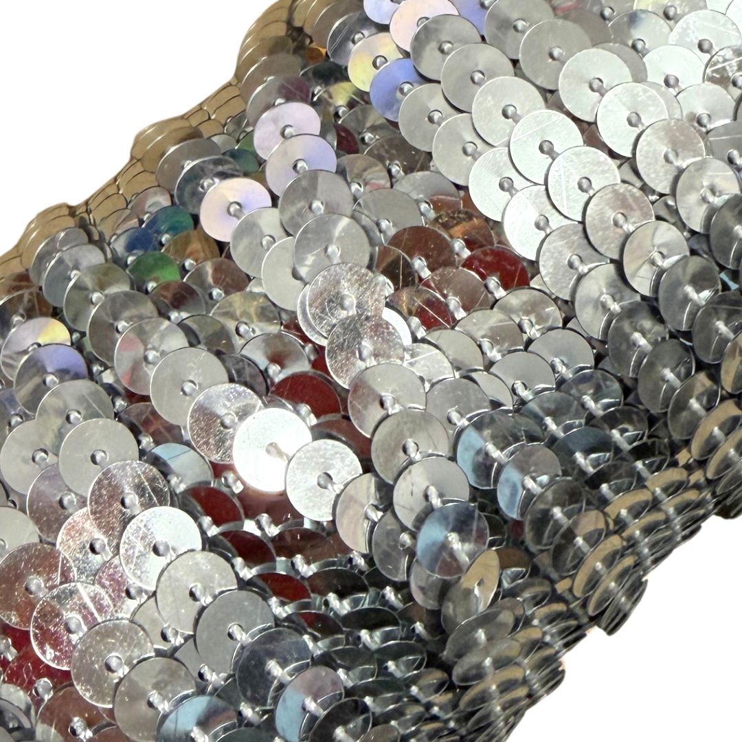 6mm Round Flat Sequins on a String - Silver
