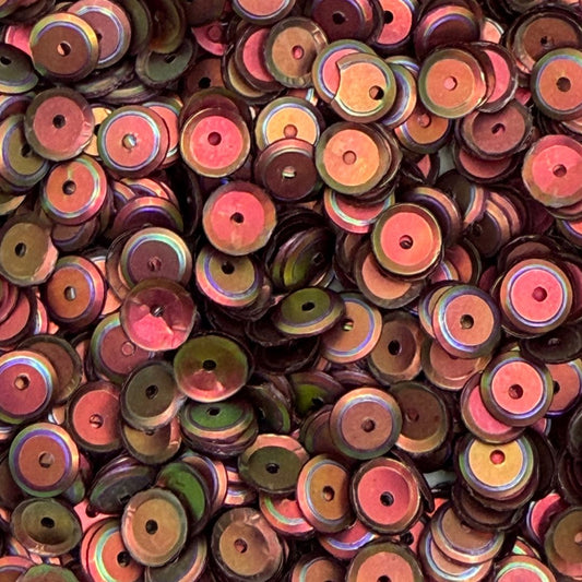 7mm Cup Sequin Matte Metallic Golden Ruby