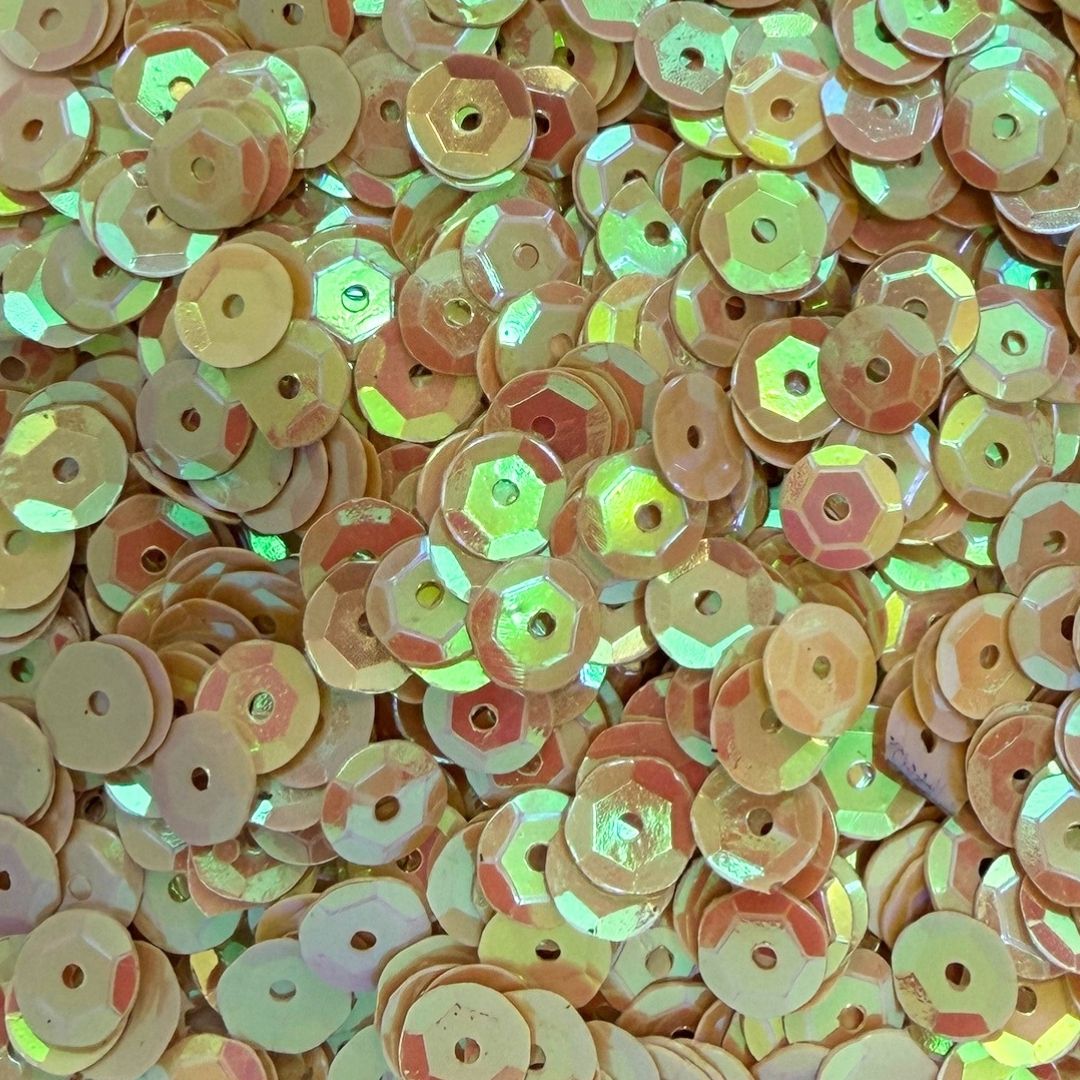 7mm Round Cup Shaped Sequins - Pastel Orange AB
