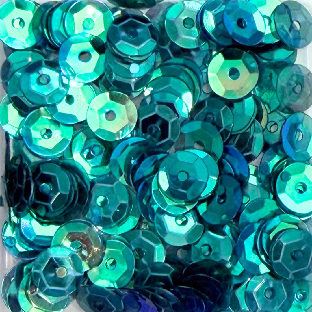 7mm Round Cup Shaped Sequins - Peacock