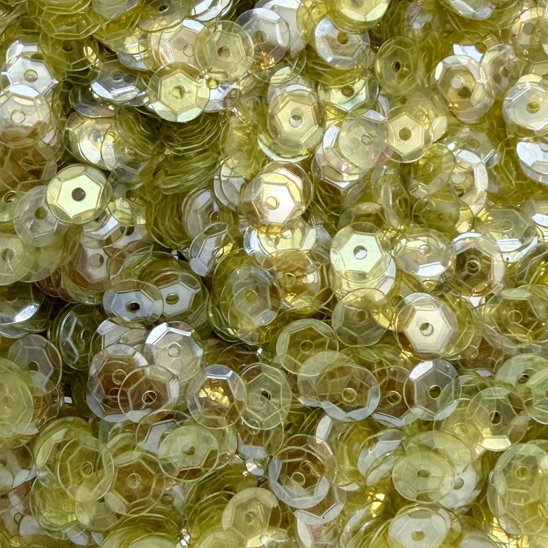 7mm Round Cup Shaped Sequins - Transparent Lemon