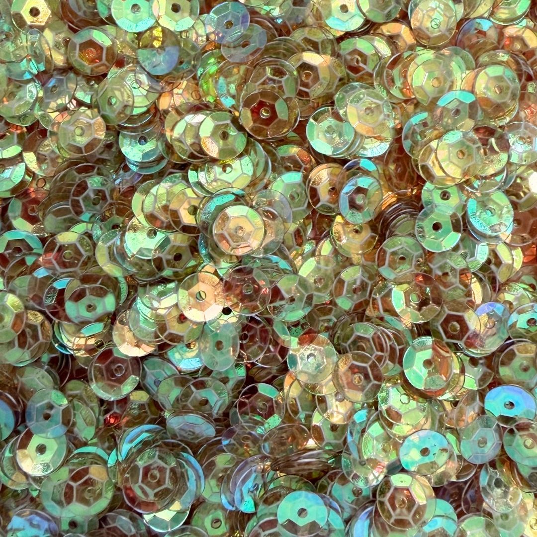 7mm Round Cup Shaped Sequins - Transparent Light Topaz AB