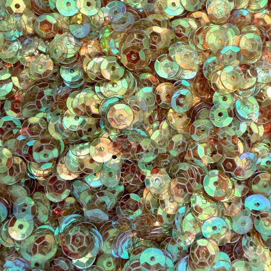 7mm Round Cup Shaped Sequins - Transparent Light Topaz AB