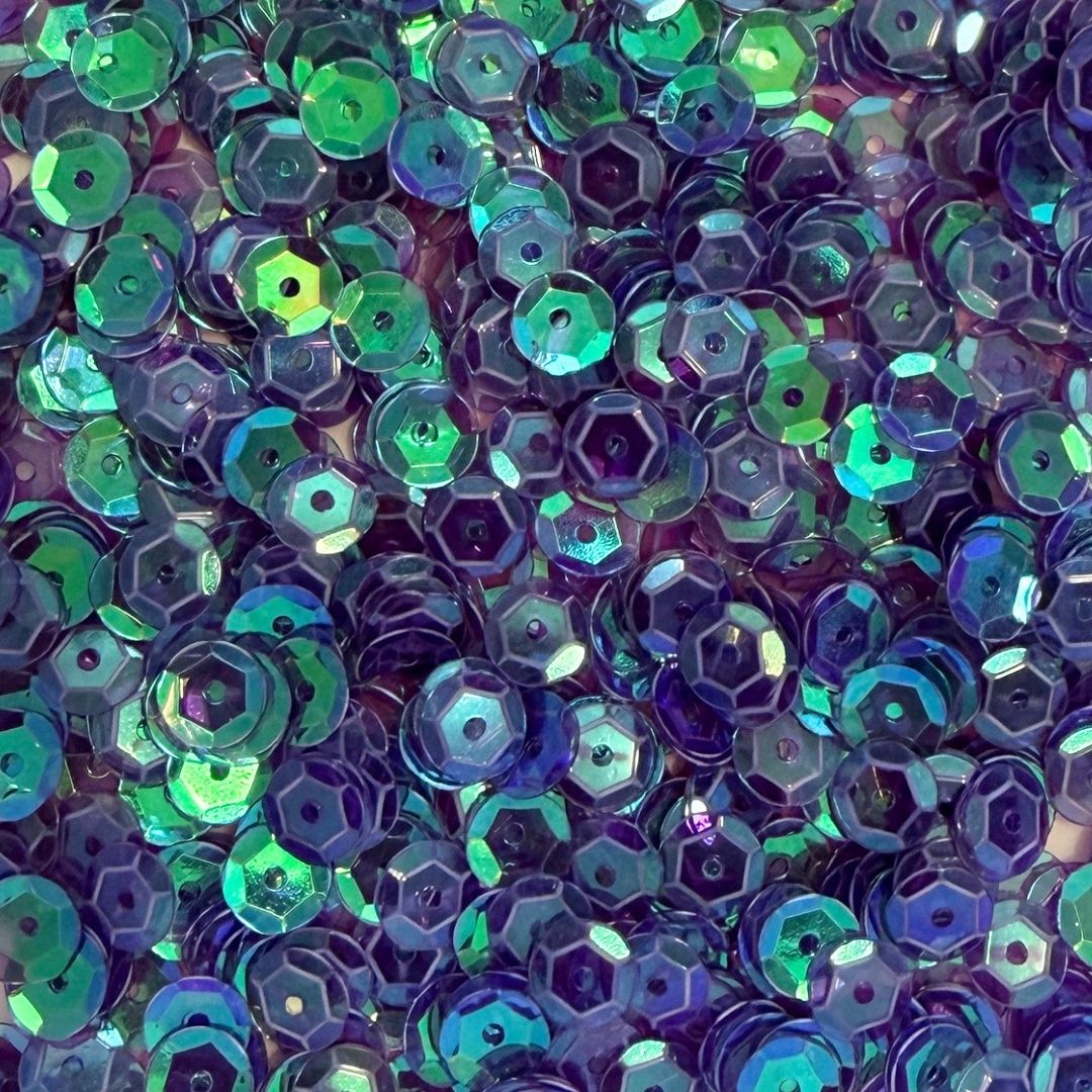 7mm Round Cup Shaped Sequins - Transparent Purple AB