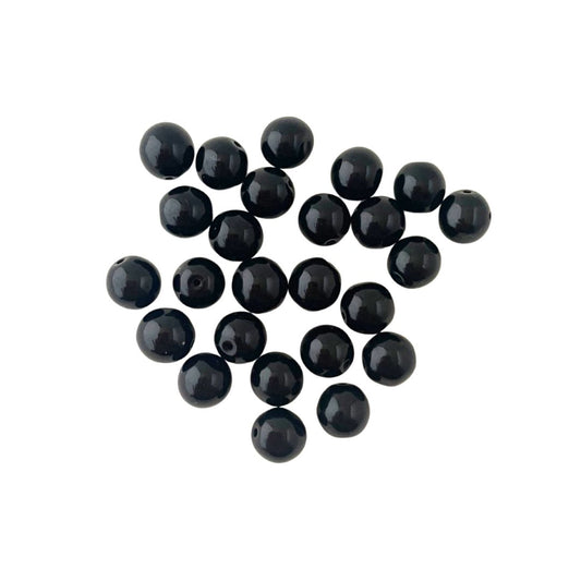 8mm Czech Glass Round Bead Opaque Black