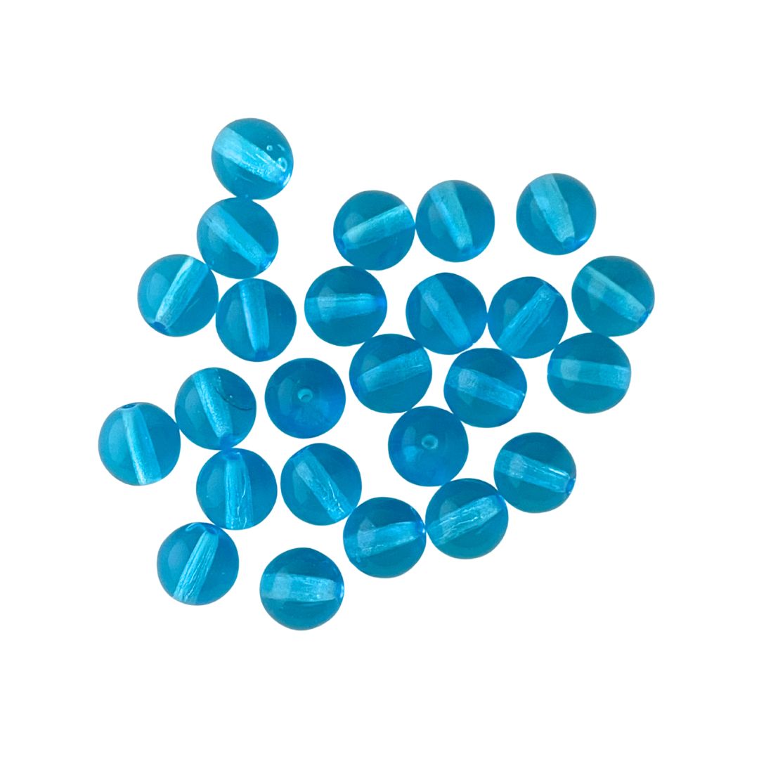 8mm Czech Glass Round Bead Transparent Aqua