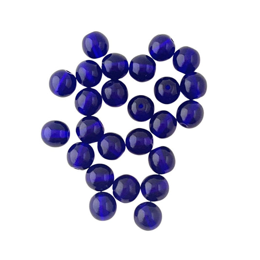 8mm Czech Glass Round Bead Transparent Cobalt
