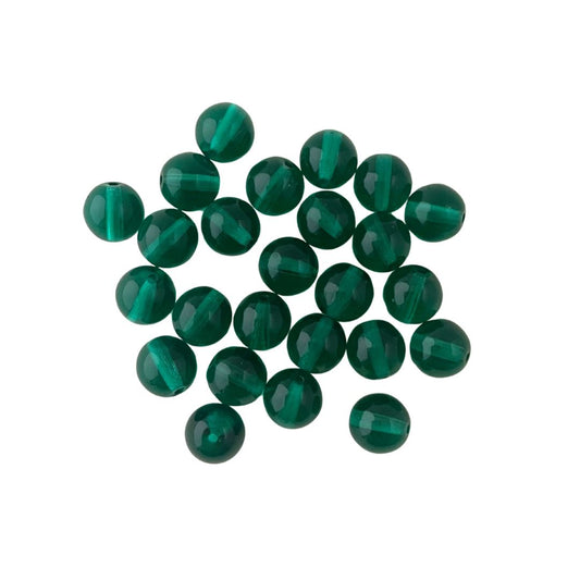 8mm Czech Glass Round Bead Transparent Emerald