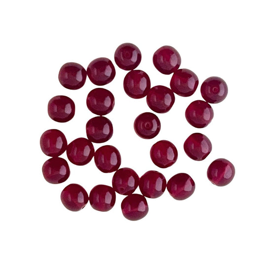 8mm Czech Glass Round Bead Transparent Garnet